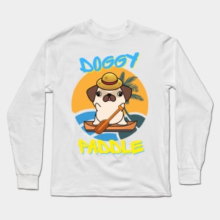 Pug doing the doggy paddle on a boat Long Sleeve T-Shirt